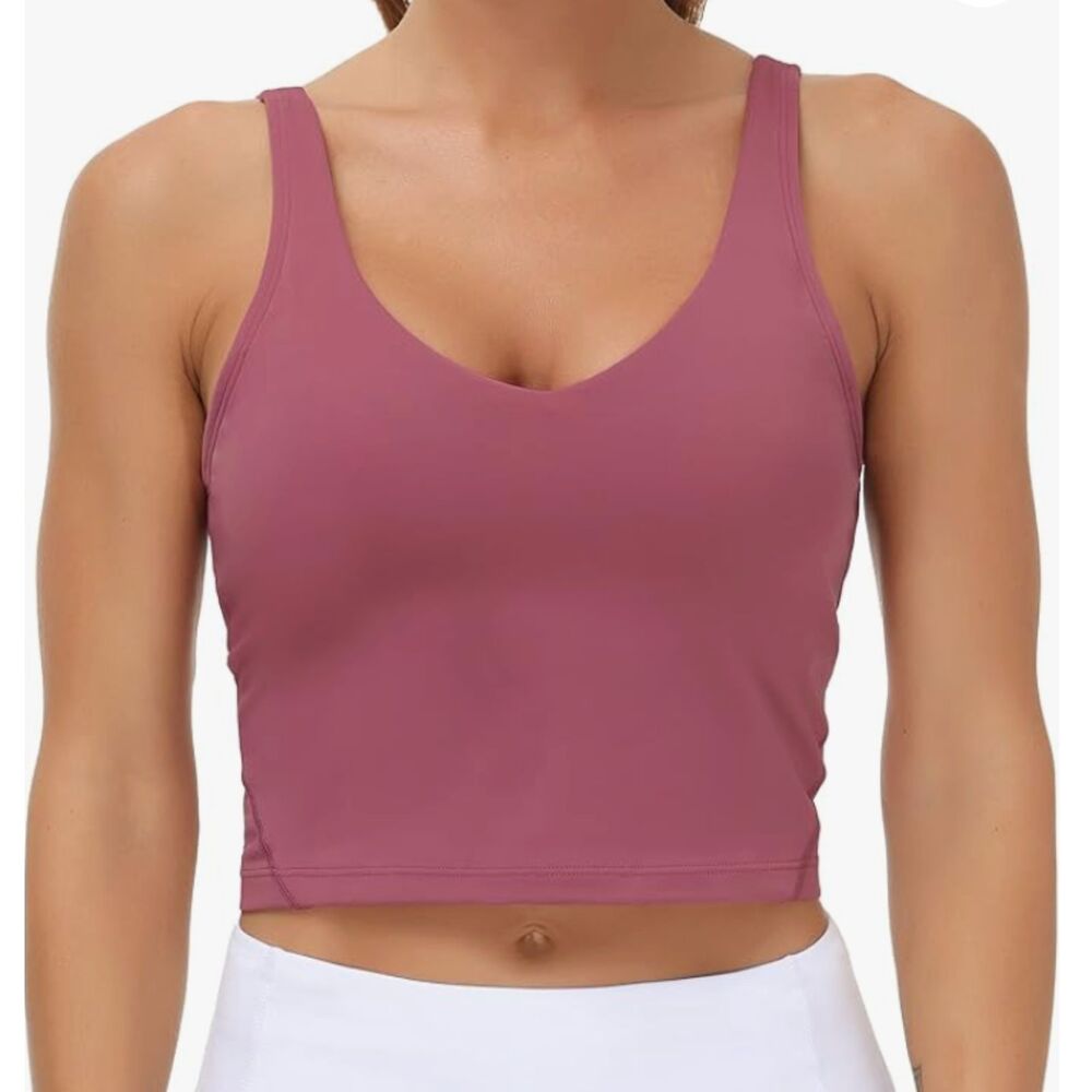 Pink Workout Cropped Align Tank Longline Sports Bra Rose Red Women S